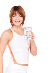 Image showing woman with glass of water