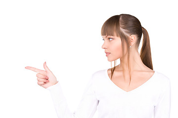 Image showing businesswoman pointing her finger