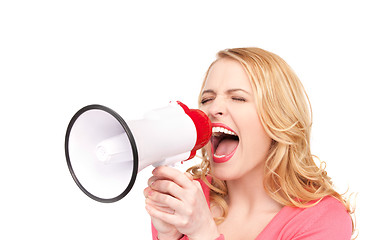 Image showing woman with megaphone