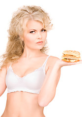 Image showing woman with burger