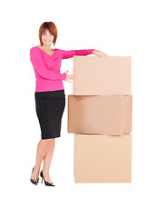 Image showing businesswoman with boxes