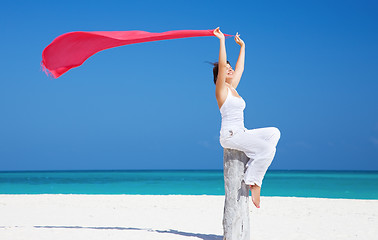 Image showing happy woman on the beach