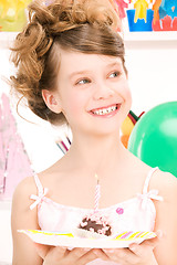 Image showing party girl with cake