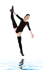 Image showing fitness instructor in black leotard