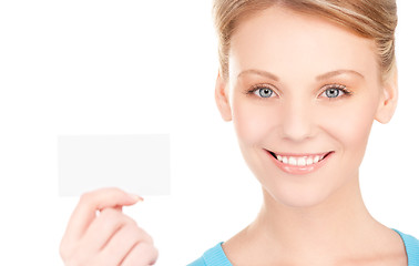 Image showing happy girl with business card