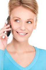 Image showing happy businesswoman with phone