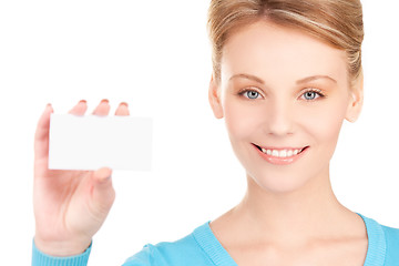 Image showing happy girl with business card