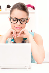 Image showing lovely woman laptop computer