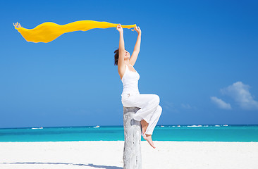 Image showing happy woman on the beach