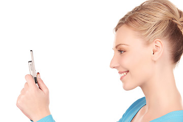 Image showing happy woman with cell phone