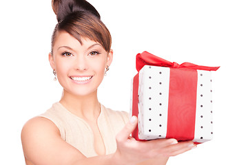 Image showing happy woman with gift box