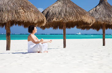 Image showing meditation on the beach