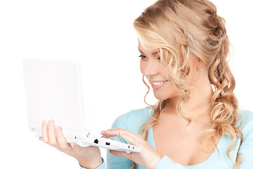 Image showing happy woman with laptop computer