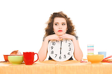 Image showing young attractive woman in the kitchen