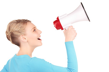 Image showing woman with megaphone