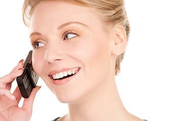 Image showing happy businesswoman with phone
