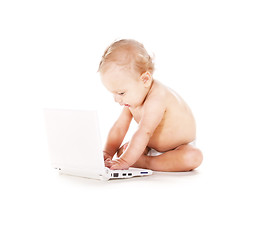 Image showing baby boy with laptop computer