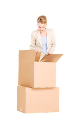 Image showing businesswoman with boxes