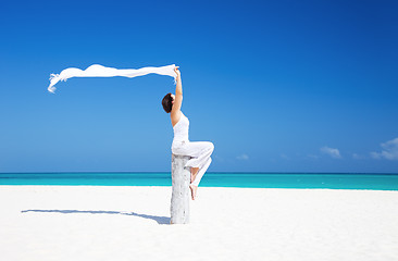 Image showing happy woman on the beach