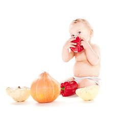 Image showing baby boy with vegetables
