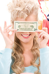 Image showing woman with dollar note