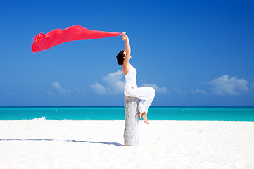 Image showing happy woman on the beach