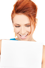 Image showing happy woman with laptop computer