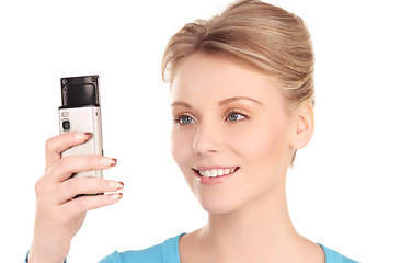 Image showing happy woman with cell phone