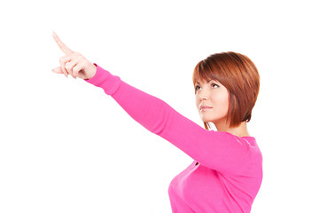 Image showing businesswoman pointing her finger