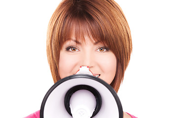 Image showing woman with megaphone