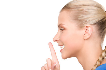 Image showing finger on lips