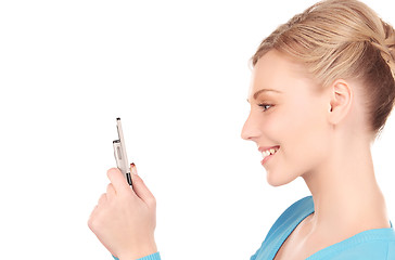 Image showing happy woman with cell phone