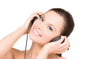 Image showing happy woman in headphones