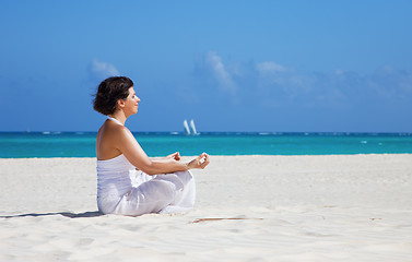 Image showing meditation on the beach