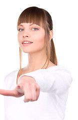 Image showing businesswoman pointing her finger