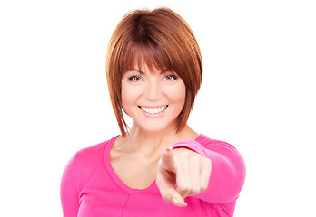 Image showing businesswoman pointing her finger