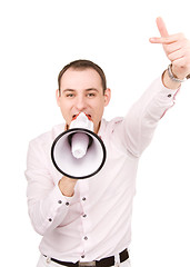 Image showing businessman with megaphone