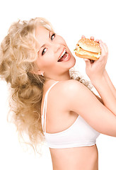 Image showing woman with burger