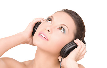 Image showing happy woman in headphones