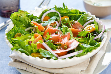 Image showing Smoked salmon salad