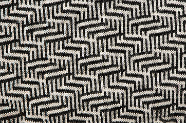 Image showing hand knit wool zigzag pattern black white backdrop 