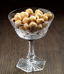 Image showing Closeup view of hazelnuts