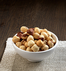 Image showing Closeup view of hazelnuts