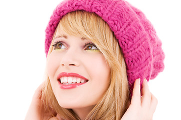 Image showing happy teenage girl in hat