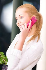 Image showing lovely woman with cell phone