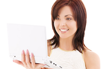 Image showing happy woman with laptop computer