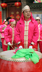 Image showing Chinese New Year celebrations in Qingdao, China - performer at a