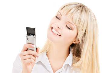 Image showing happy woman with cell phone