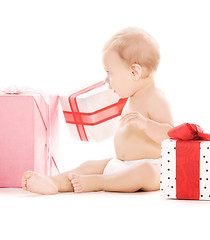 Image showing baby boy with gifts