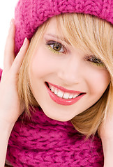 Image showing happy teenage girl in hat